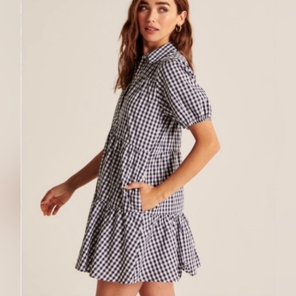 Abercrombie‎ & Fitch, Poplin Collared Shirt Dress, Navy and White, Size XS - Picture 4 of 11